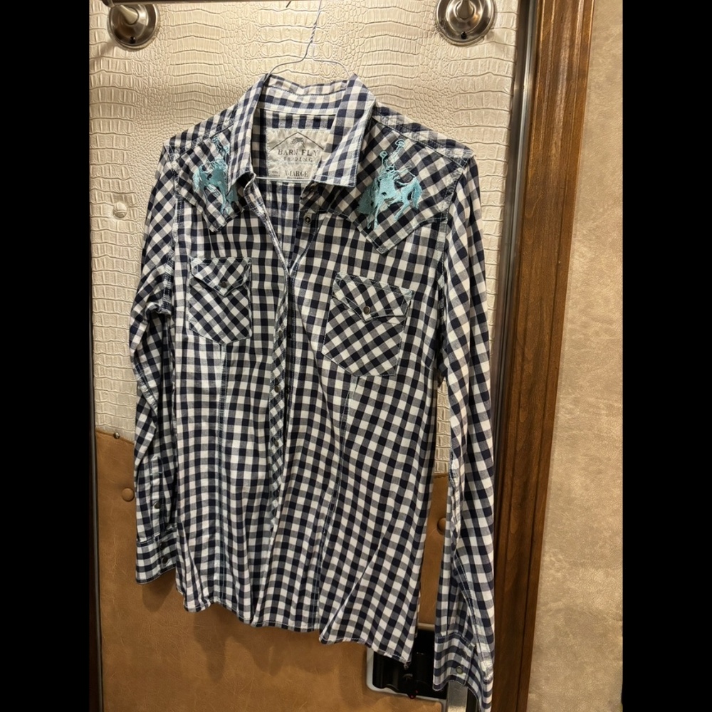 Michael Ryan Plaid shirt with bucking horses
